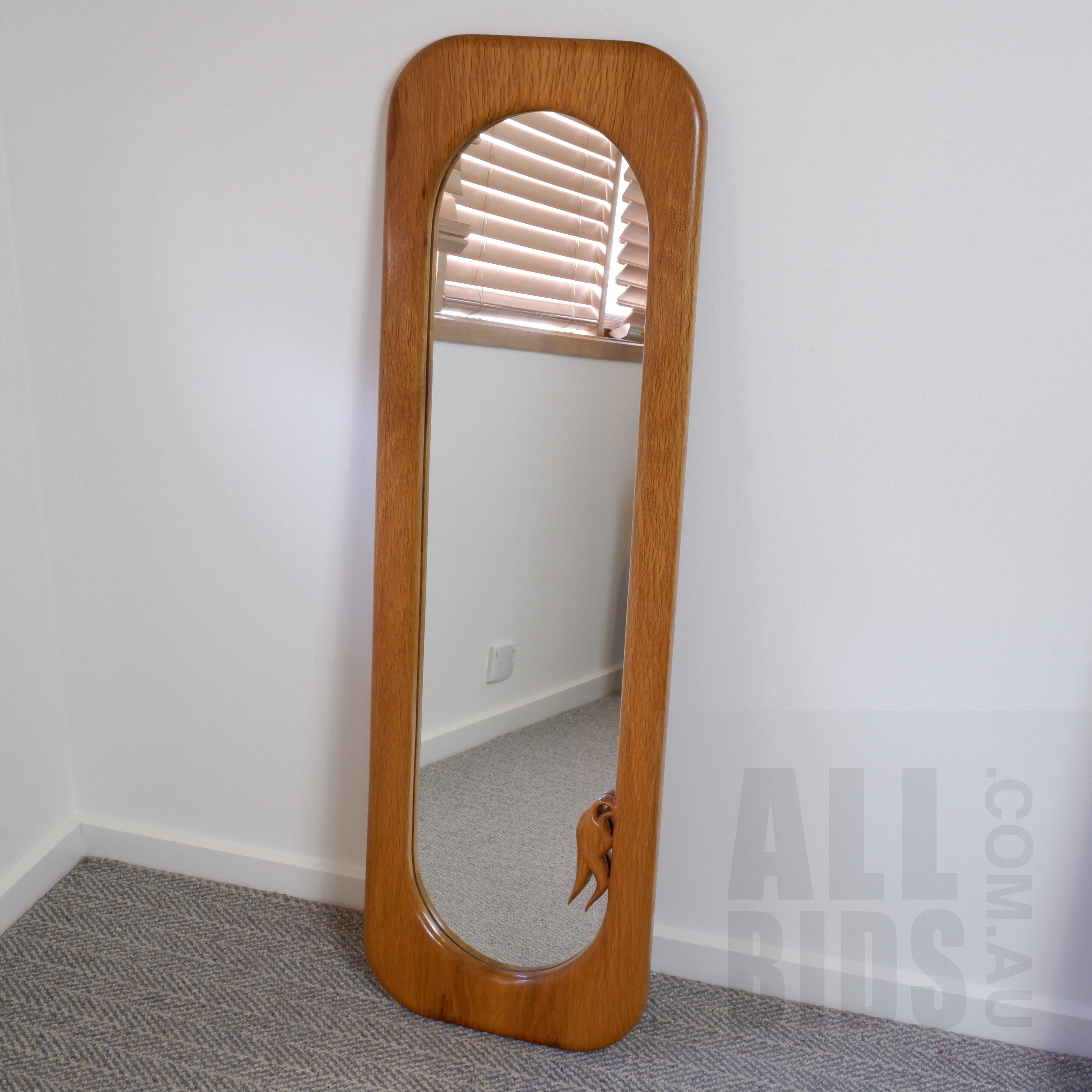 'Bespoke Narrow Silky Oak Framed Mirror'