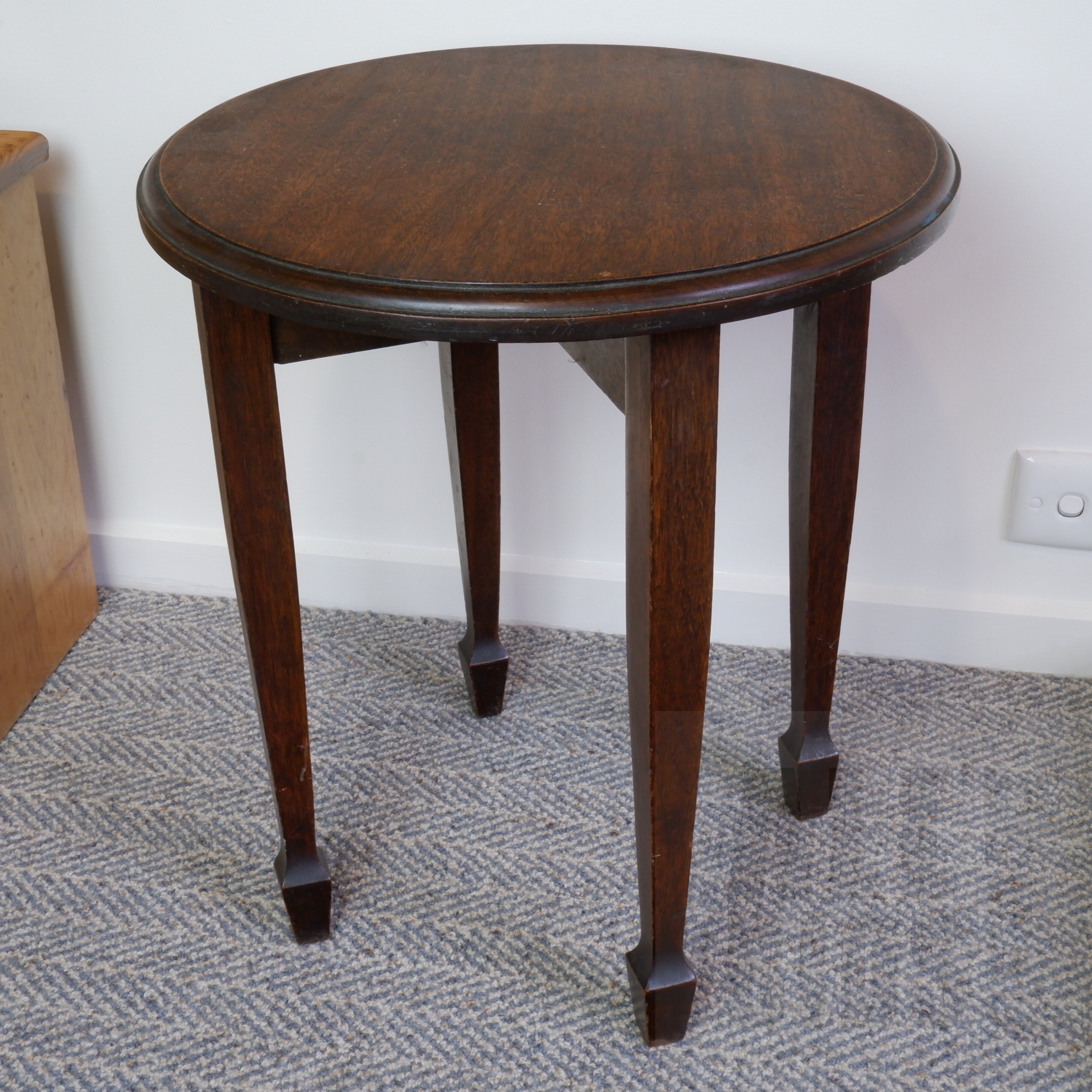 'Antique Oak Side Table with Tapered Legs, Circa 1920s'