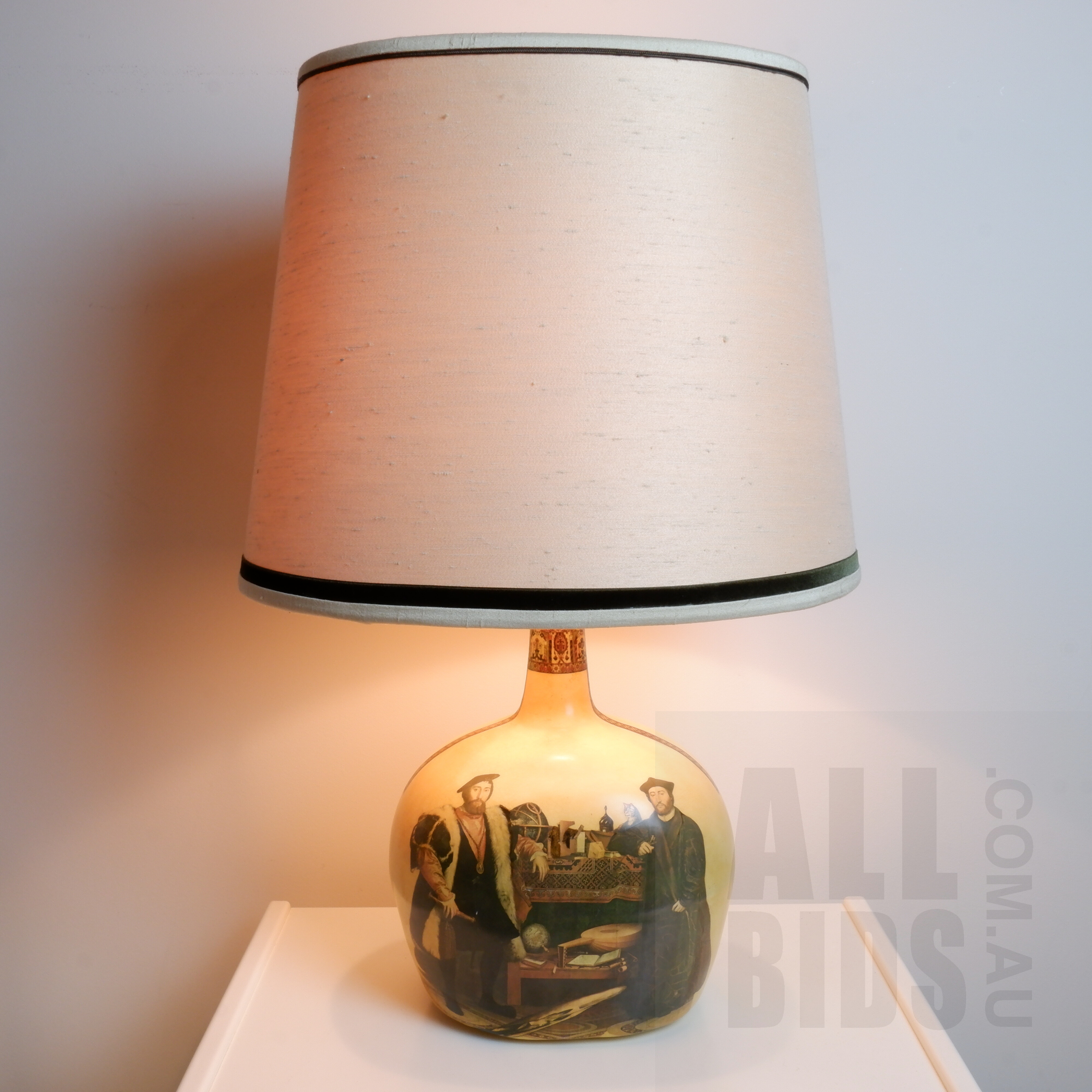'Vintage Transfer Printed Ceramic Table Lamp with Linen Shade'