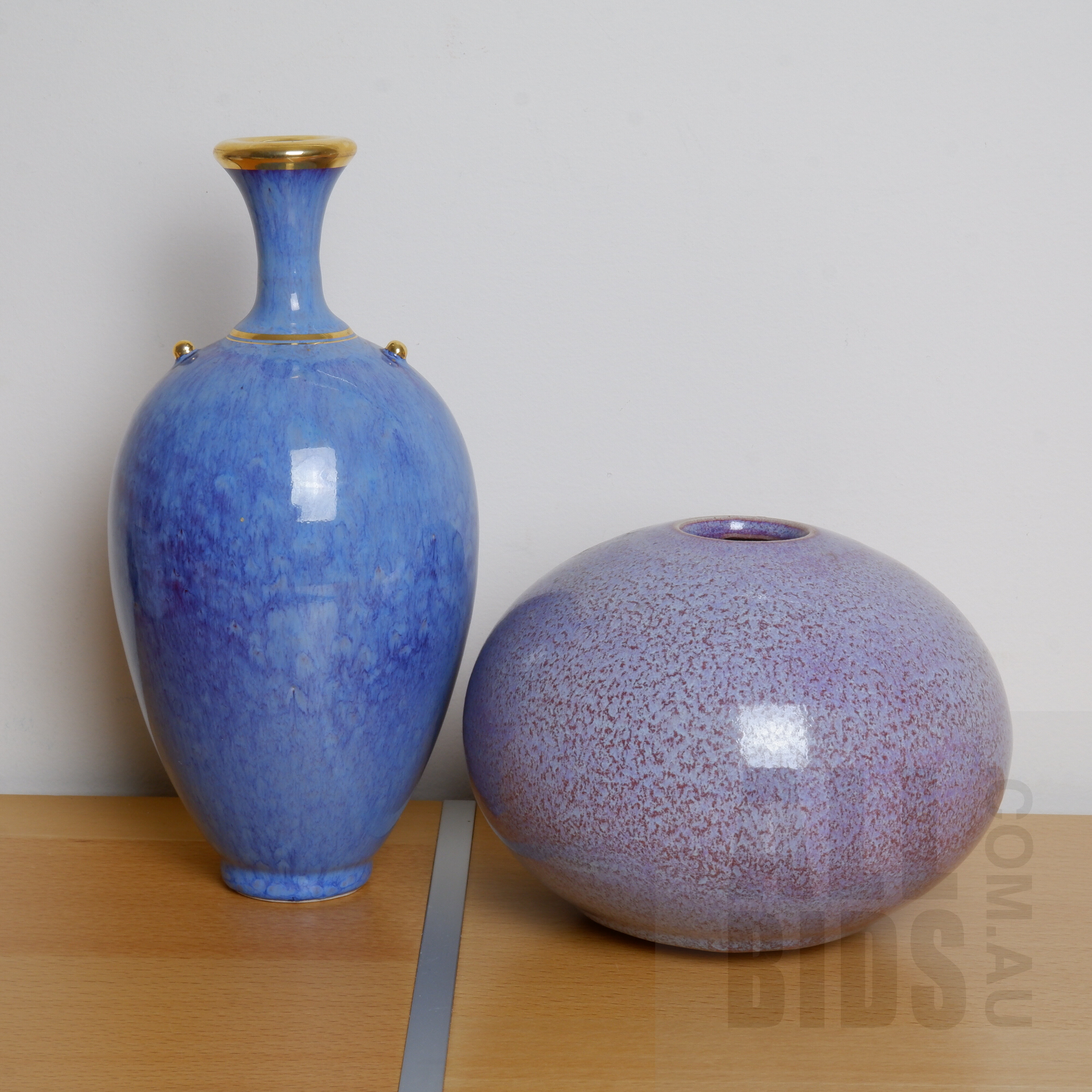 'David Oswald Glazed Ceramic Vase with Another Australian Studio Ceramic Vase'