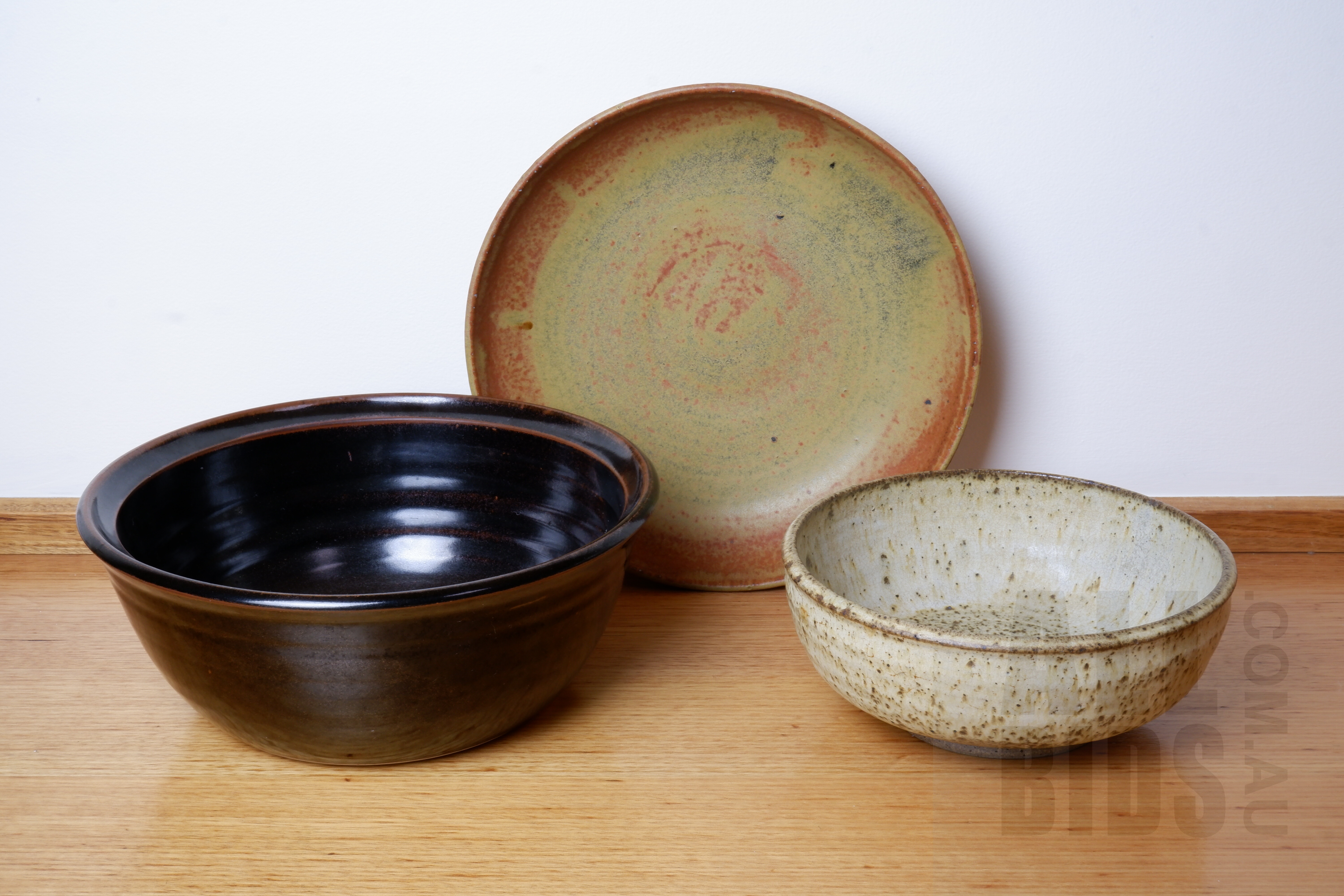 'Richard Murray Studio Ceramic Bowl with Two Other Australian Glazed Studio Ceramic Bowls'