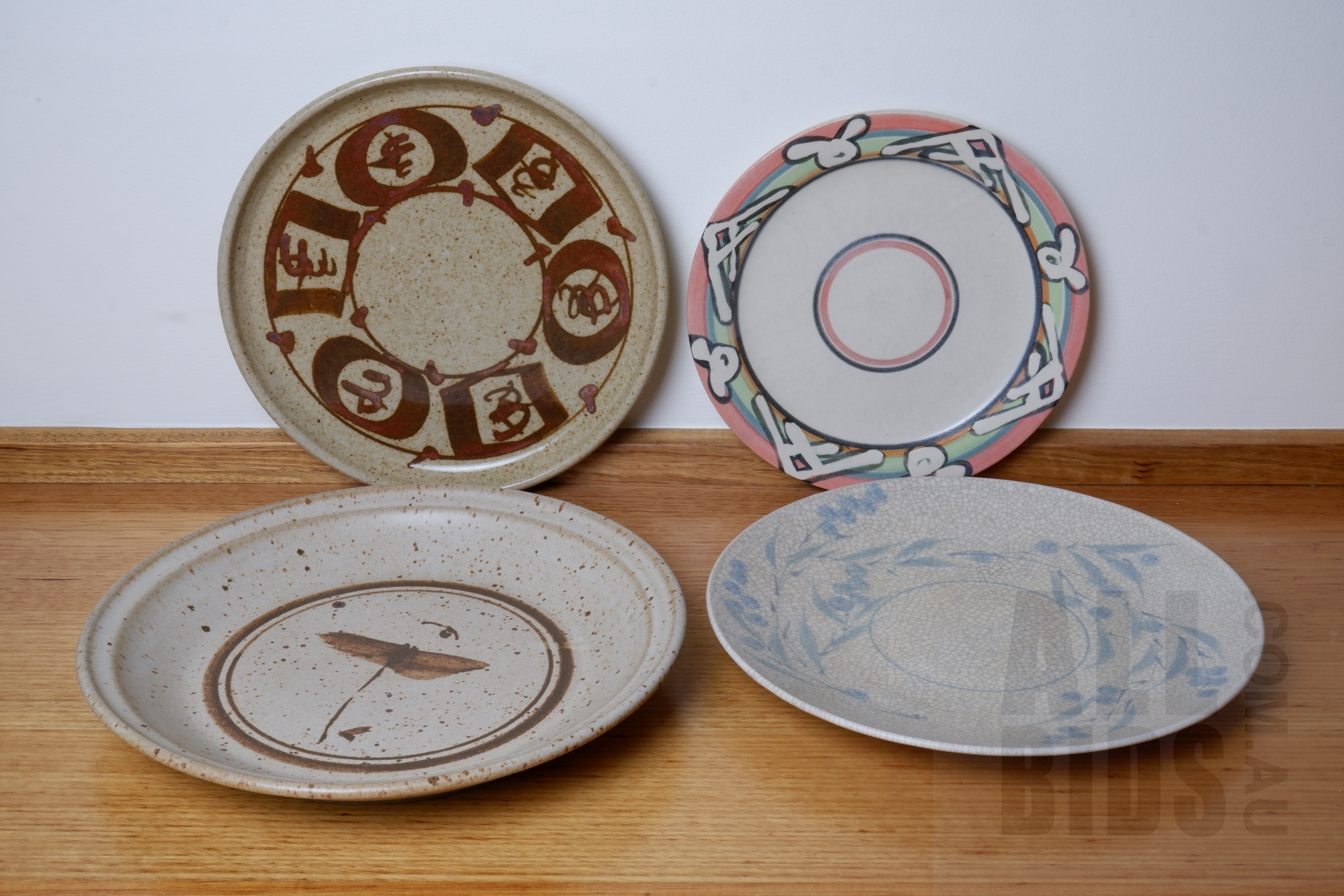 'Four Signed Australian Studio Ceramic Dishes, Including Tim Strachan'