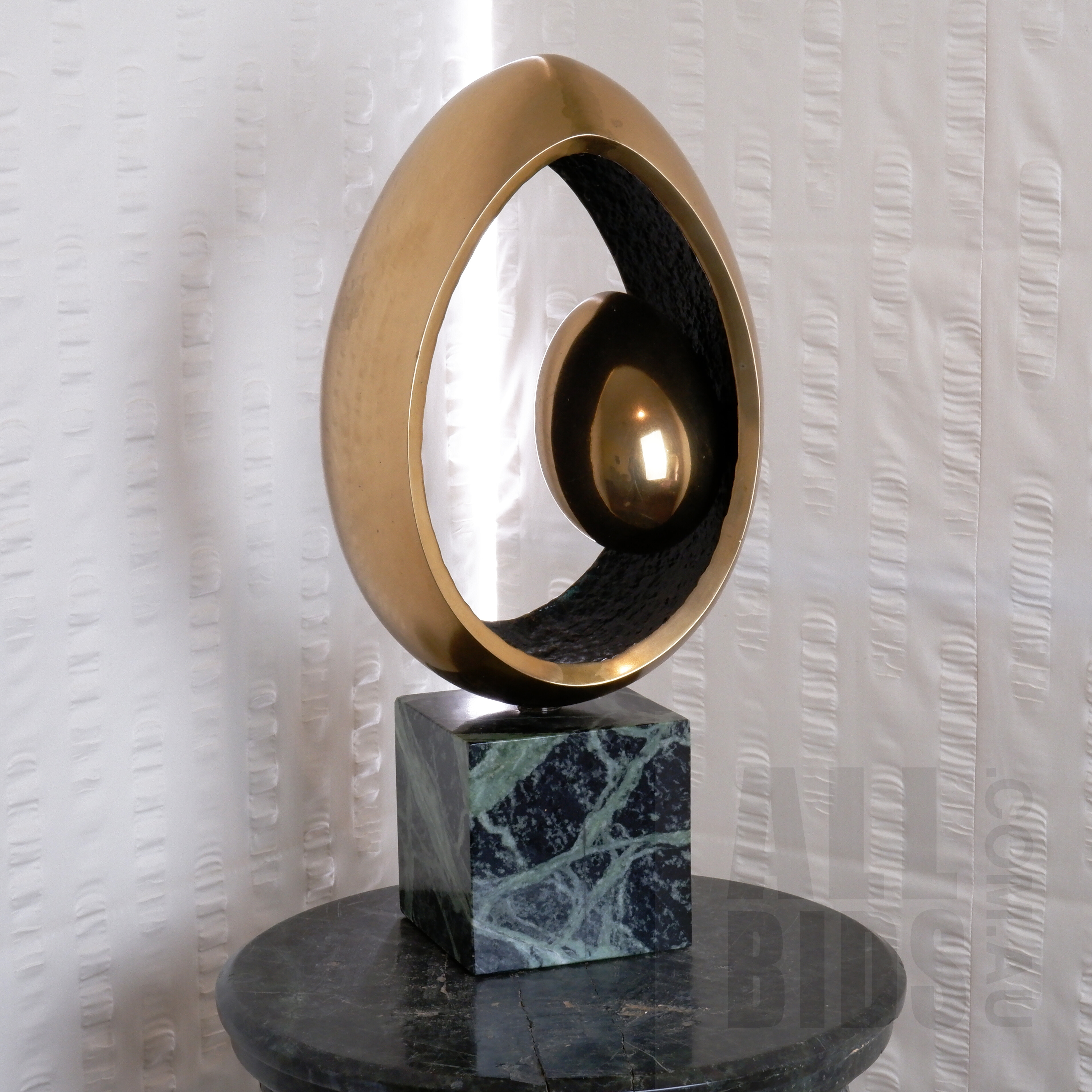 'John Robinson (Britain, Australia, 1929-2009) Womb, Bronze Marquette on Green Marble Base, Edition 2/9'