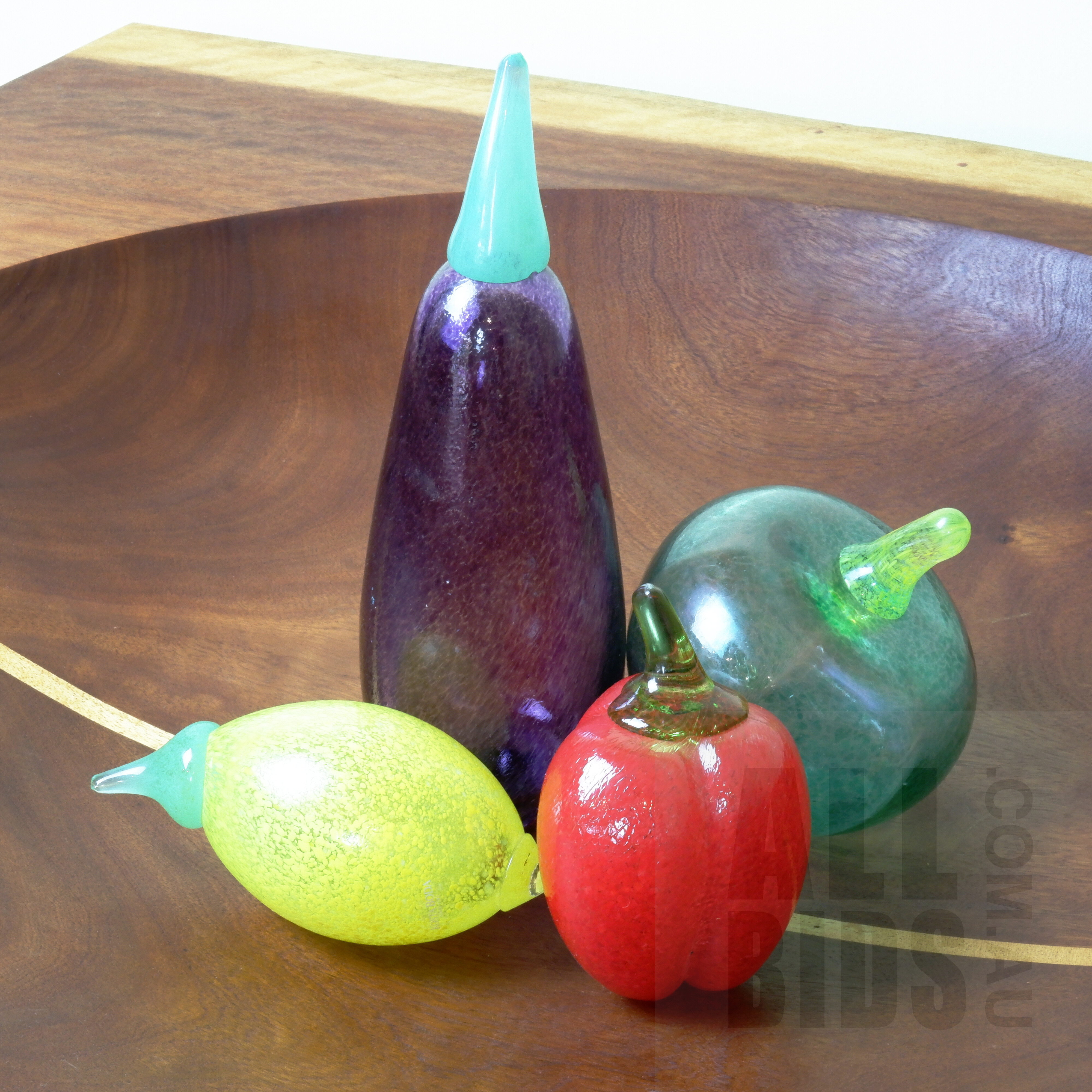 'Kosta Boda Glass Eggplant, Apple, Capsicum and Lemon'