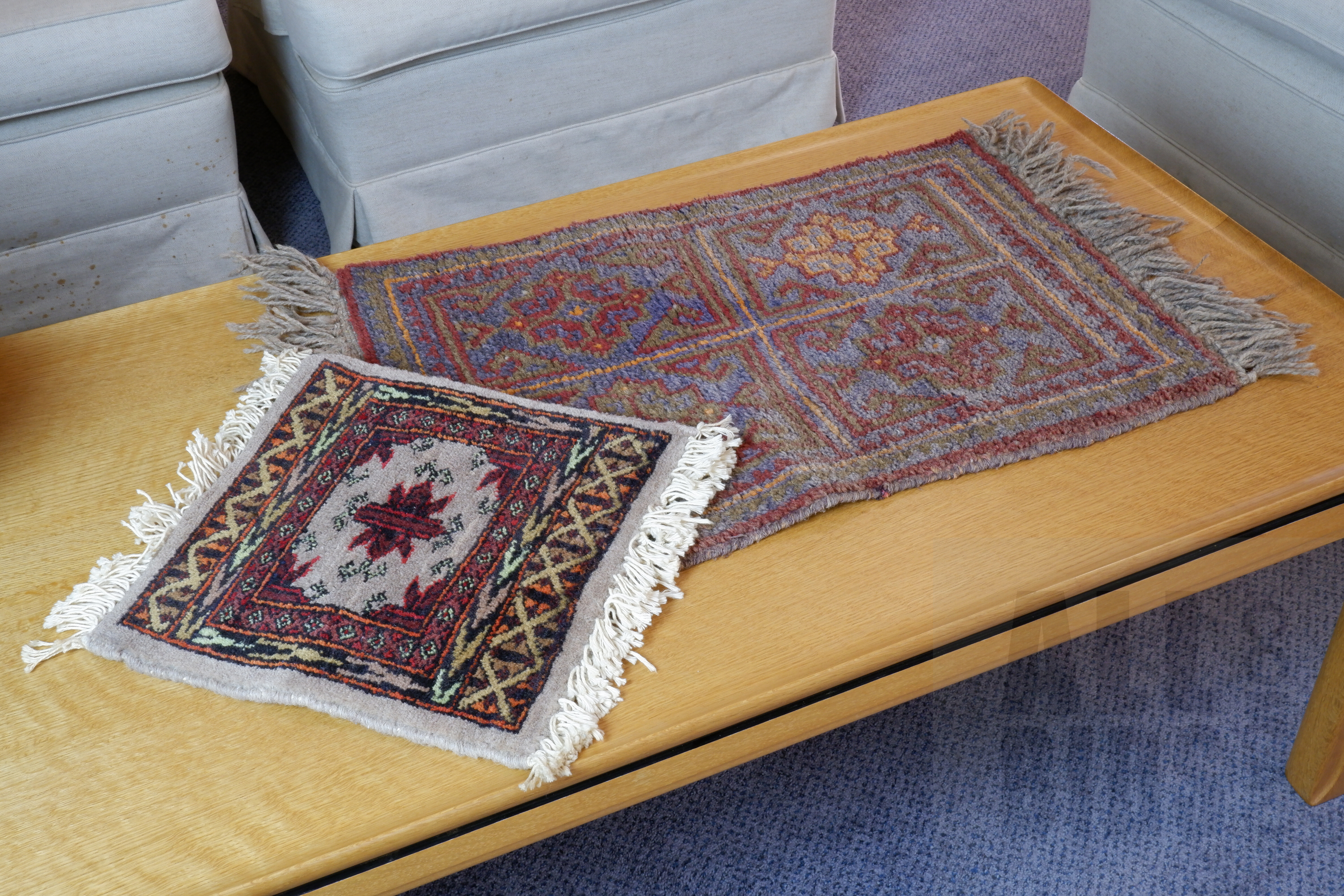 'Small Hand Knotted Wool Pile Rug, Ex Cadrys and Another Mat'