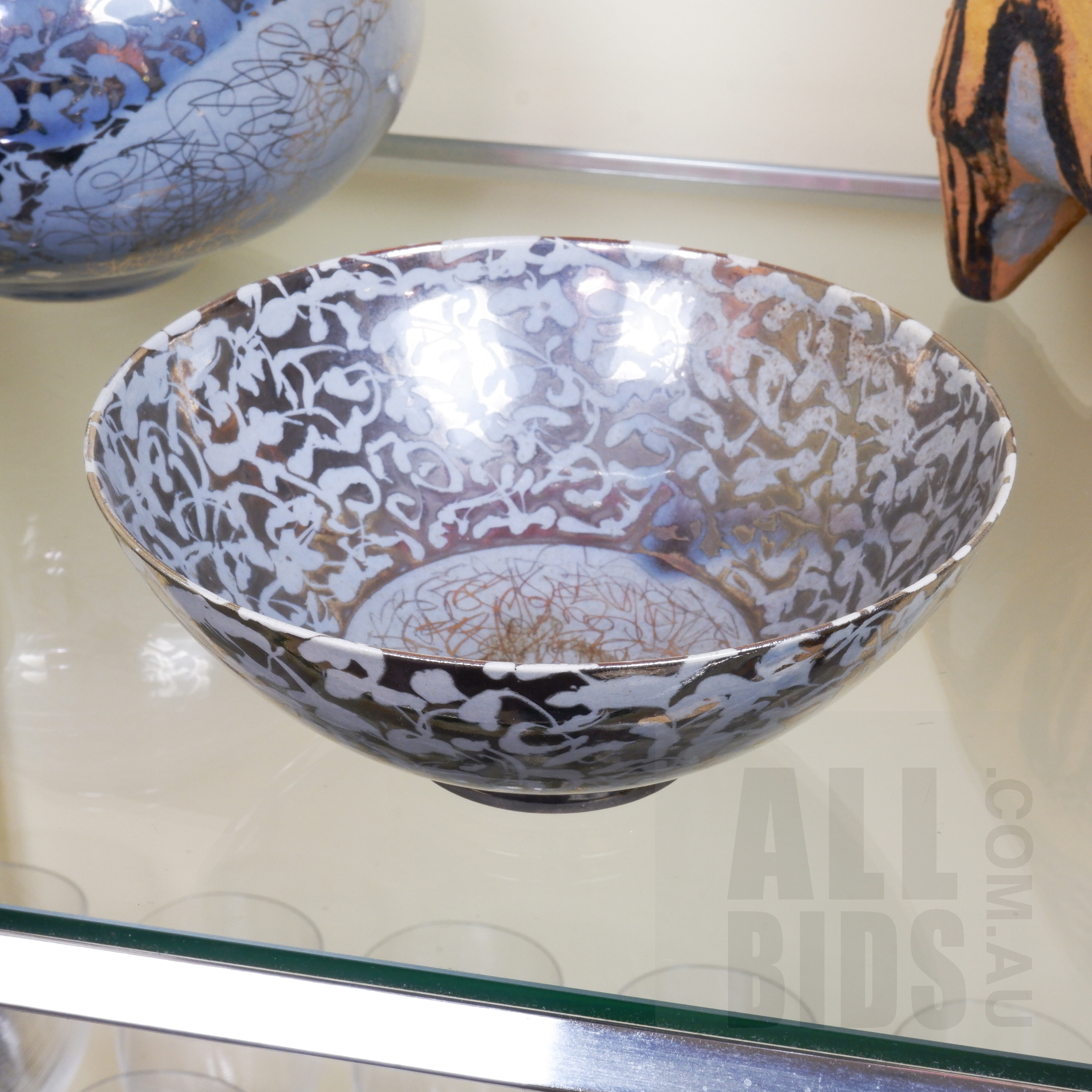 'Greg Daly (1954-) Platinum Glazed Ceramic Bowl'