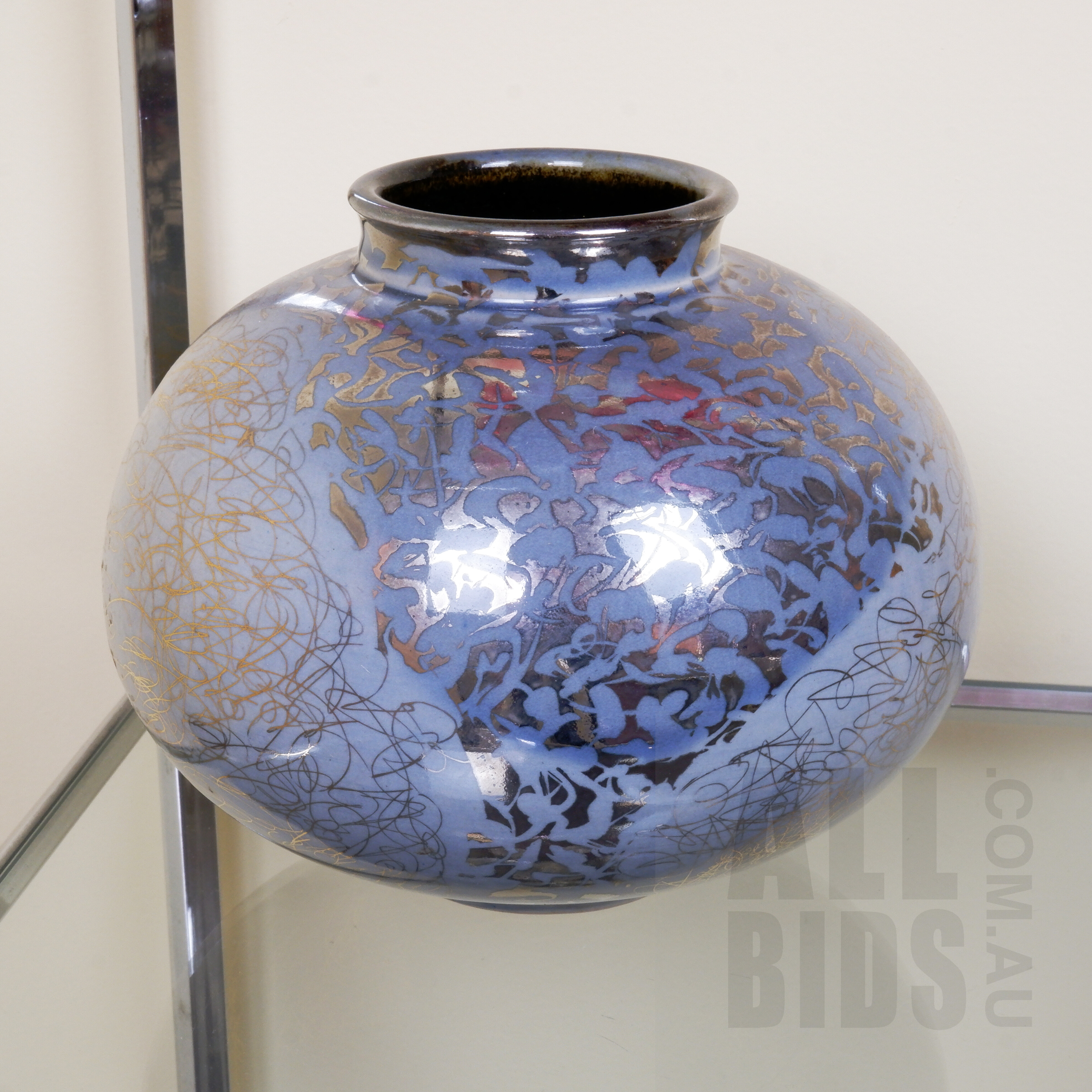 'Greg Daly (1954-) Platinum Glazed Ceramic Bulbous Vase'