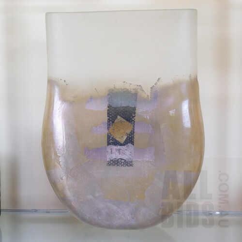 Brian Hirst (1956-) Large Gilt Glass Flat Form Vase, BH2001-11, Height 43cm 