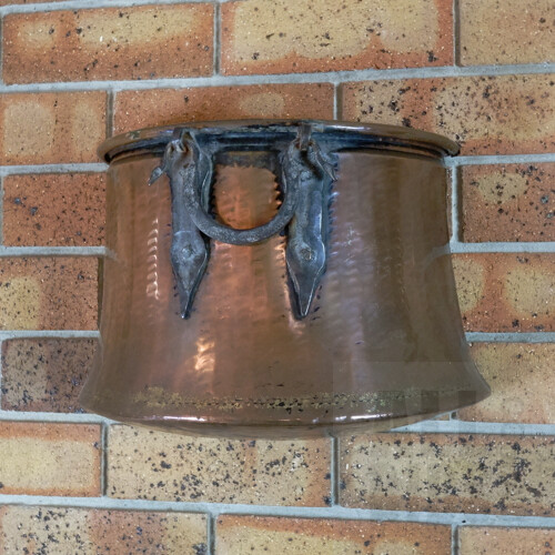Antique Copper Boiling Pot Converted into Wall Pocket Vase
