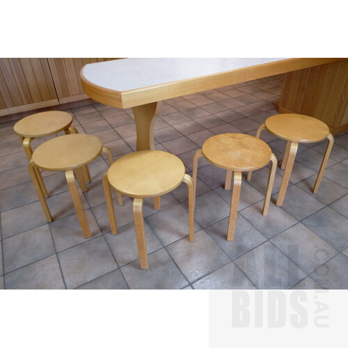 Five Alvar Aalto Style Stacking Stools