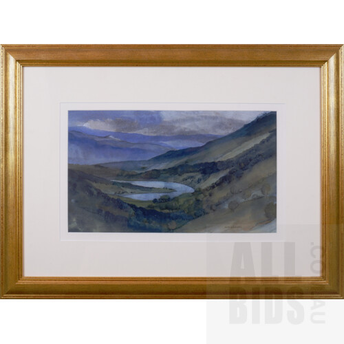 John Caldwell (born 1942), Abercrombie Riverbend, Watercolour, 24 x 41 cm