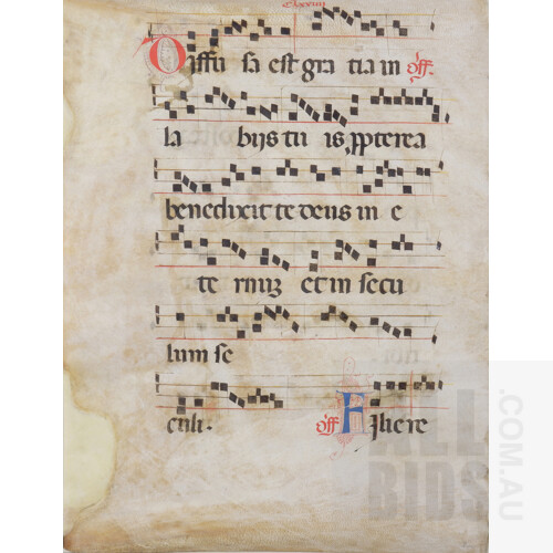 Framed Antique Music Manuscript, together with another on vellum (unframed), each approx. 48 x 34 cm (2)