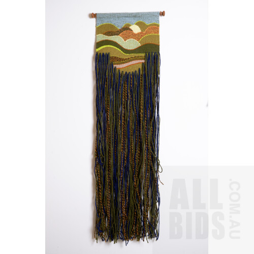 A Wool Tapestry Wall Hanging (Rolling Hills), 130 x 30 cm