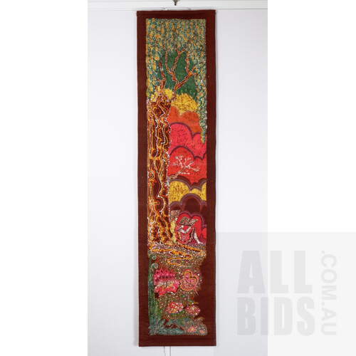 A Hand-Dyed Batik Wall Hanging, 205 x 48 cm