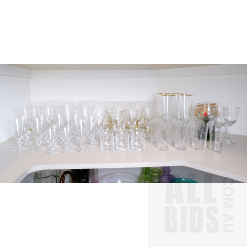 Large Collection of Glass Stemware, Including Six Villeroy and Boch Champagne Glasses
