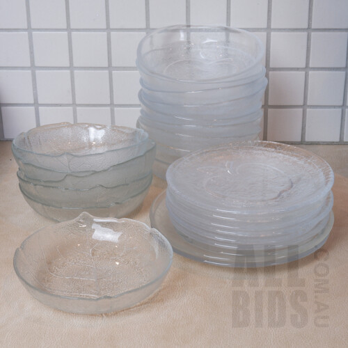 Collection of Kosta Boda Apple Glass Dishes and Plates with Various Arcoroc France Glass Dishes