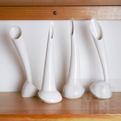 Four Studio Ceramic Stem Vases