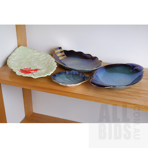 Three Carltonware Lustre Glazed Dishes and a Carltonware Lobster Dish