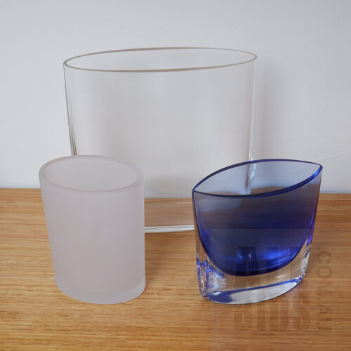 Tapio Wirkkala Glass Vase and Two Other Similar Art Glass Vases