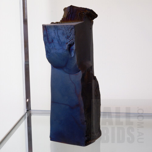 Alan Watt (1941-) Black Fired Earthenware Form with Terra Sigillata and Copper Soda Fuming, 2001