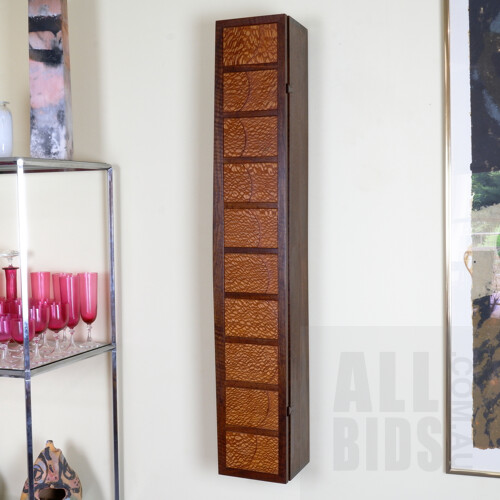 Bespoke Silky Oak and Red Gum Wall Mounted CD Cabinet