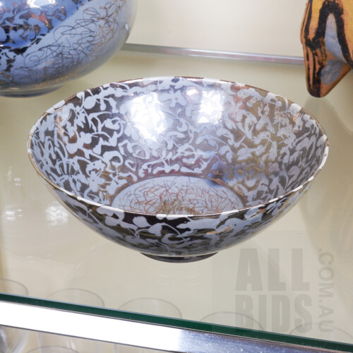Greg Daly (1954-) Platinum Glazed Ceramic Bowl