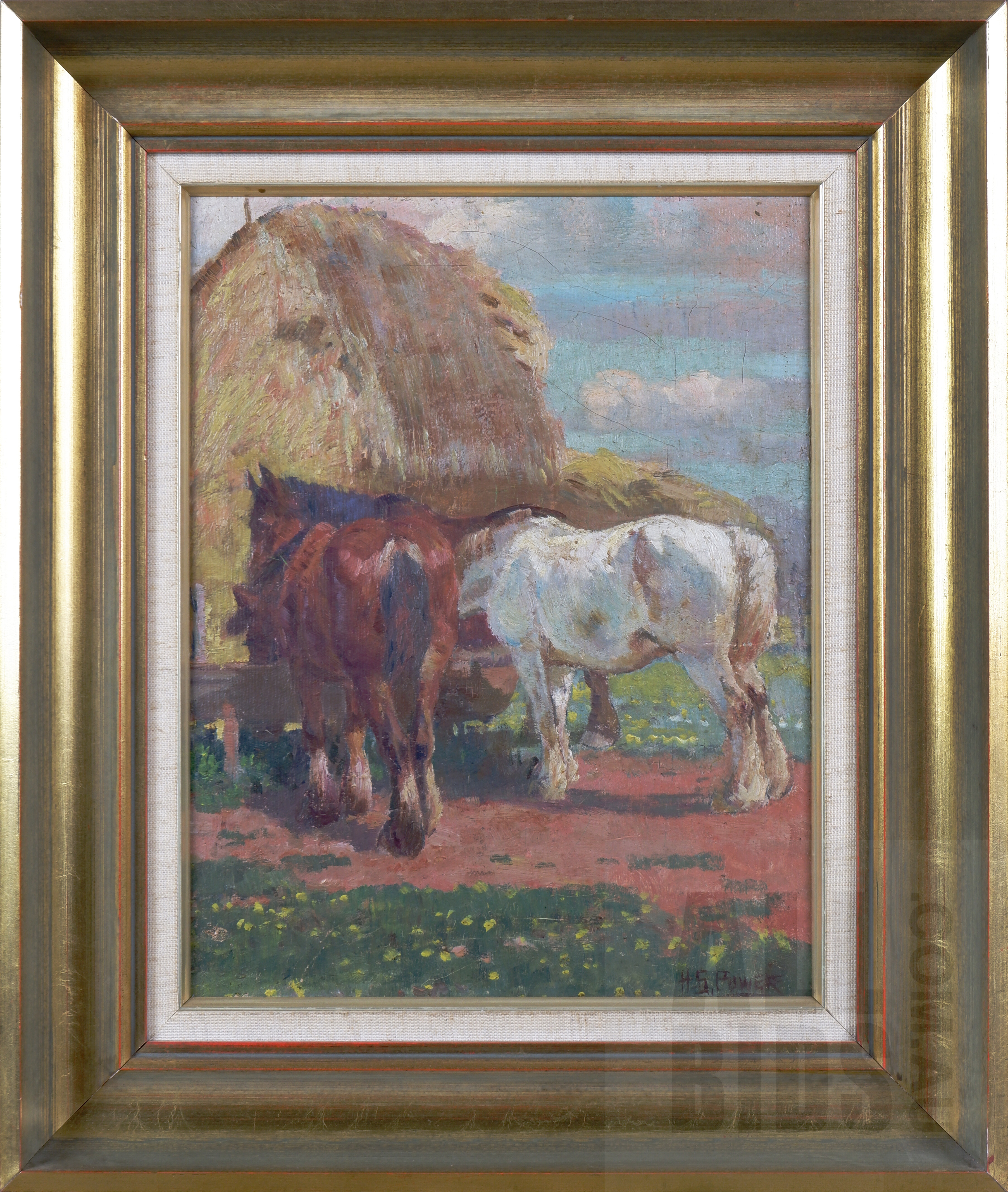 'Harold Septimus Power (1878-1951), Draught Horses, Oil on Board, 32 x 24.5 cm'
