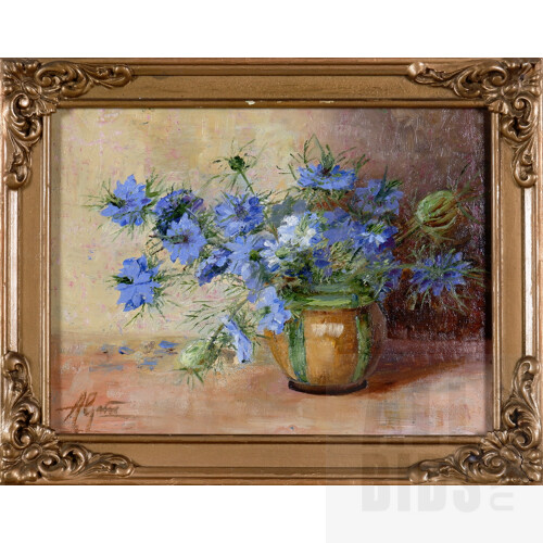 Two Framed Floral Still Life Paintings, Oil on Canvas, largest 22 x 30 cm