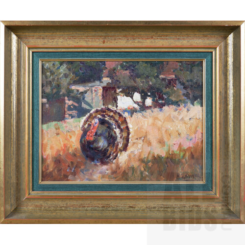 Harold Septimus Power (1878-1951), Brush Turkey, Oil on Canvas on Board, 22 x 30 cm