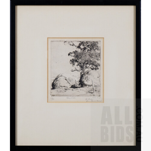 Harold Herbert (1892-1945), Haystack, Etching, 12 x 11 cm (image size)