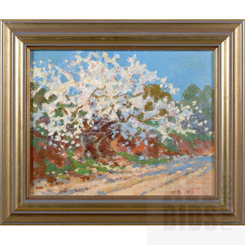 Harold Septimus Power (1878-1951), Untitled (Spring Blossoms), Oil on Card, 19 x 24 cm