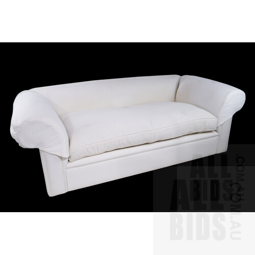 Contemporary 'Beverley Hills' Three Seater Sofa Upholstered in Ivory Tone Warwick Brand Upholstery, Includes Two Matching Cushions