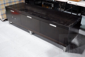 Contemporary Dark Stained Entertainment Unit with Three Drawers