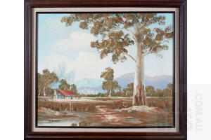 H. Burns (Australian, 20th Century), Untitled (Landscape with Cottage, Oil on Canvas, 49 x 59 cm