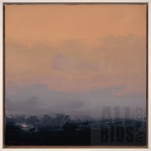 Sokquon Tran (born 1969), Smoke Haze II, Southern Highlands, Oil on Canvas, 48.5 x 48.5 cm