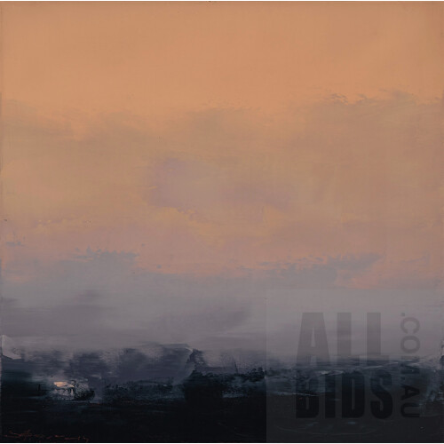 Sokquon Tran (born 1969), Smoke Haze II, Southern Highlands, Oil on Canvas, 48.5 x 48.5 cm