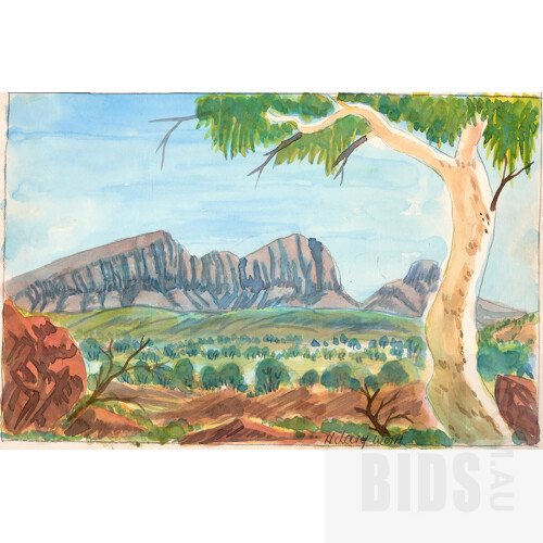 Hilary Wirri (born 1959), Mount Sonder, NT 2008, Watercolour on Crescent Board, 23 x 34.5 cm