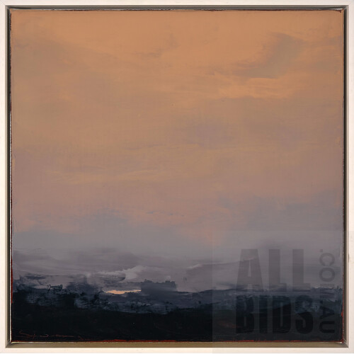 Sokquon Tran (born 1969), Smoke Haze I, Southern Highlands, Oil on Canvas, 48.5 x 48.5 cm