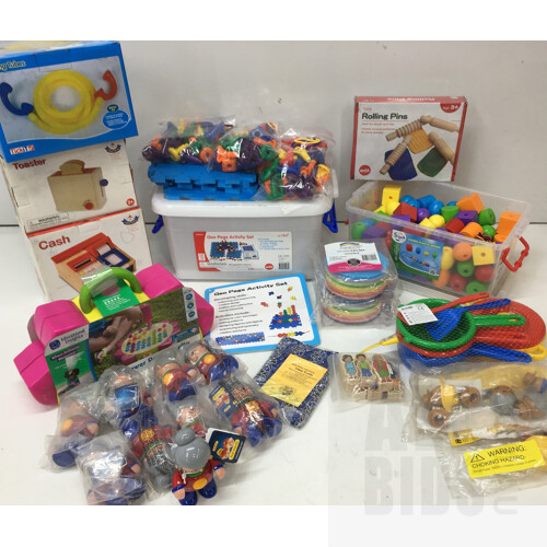 Assorted Children Toys And Games Include Santoys, Dantoys, Gigo, Mobilo, Tick It And Educational Experience - Lot Of 23