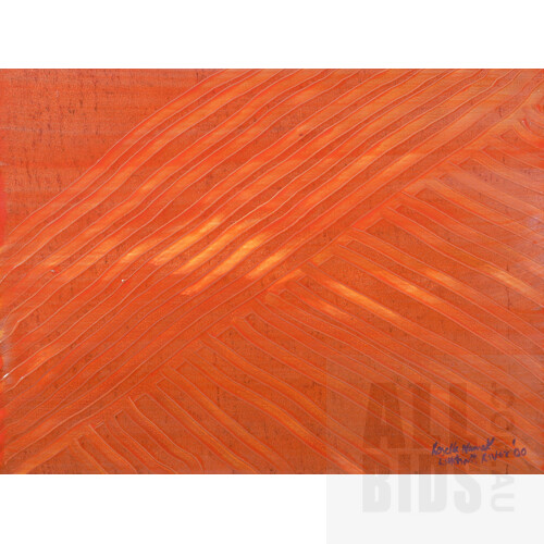 Rosella Namok (born 1979, Ungkum language group), Wave Track 2000, Acrylic on Canvas, 46 x 61 cm