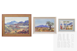 Three Framed Vintage Albert Namatjira Prints, Printed by the Legend Press, largest 46 x 60 cm overall (3)