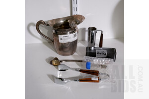 Retro Canadian Glo Hill Stainless Steel Measure and Tongs with Silver Plate Jug and More