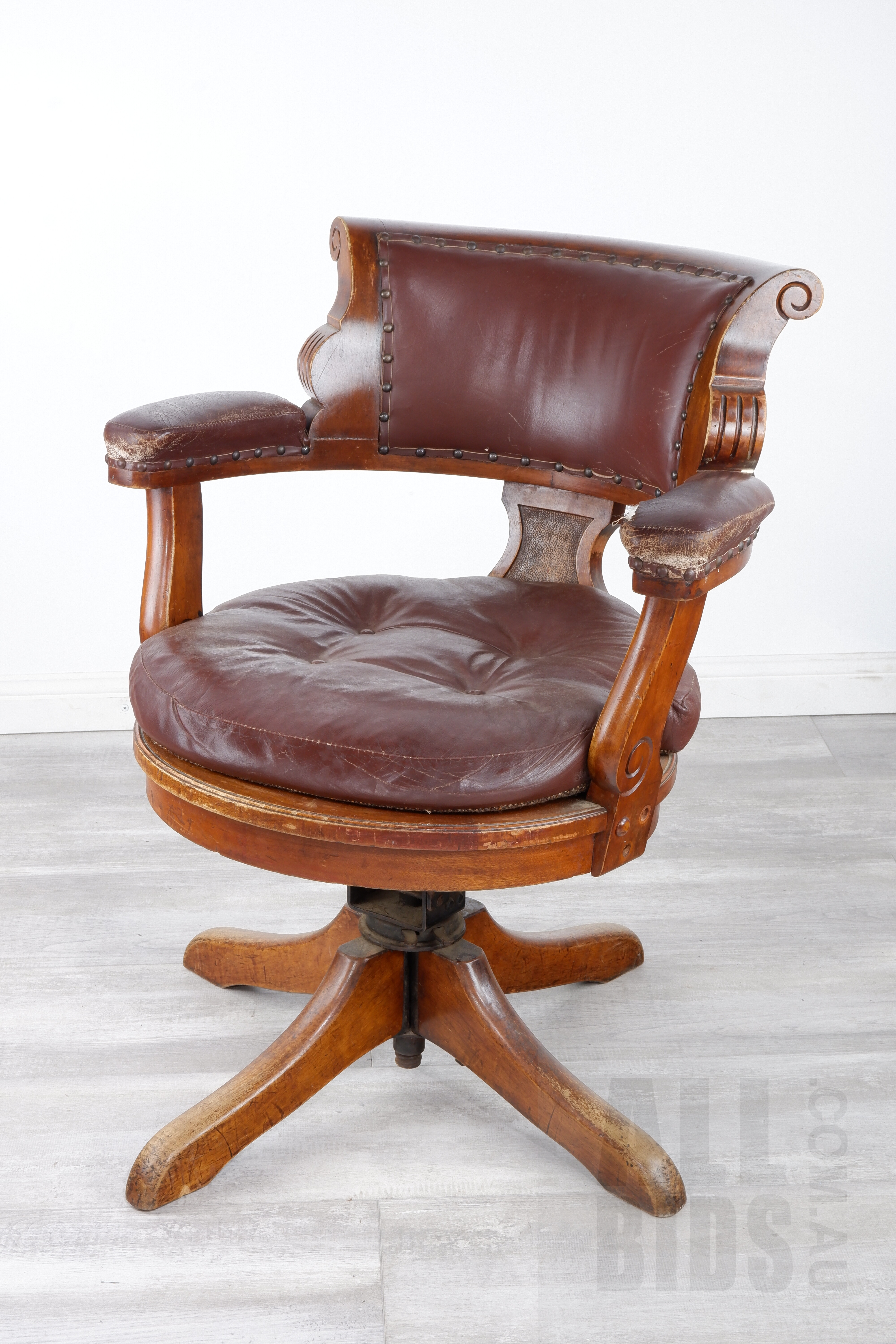 'Ex Commonwealth Government Tasmanian Blackwood and Burgundy Leather Chair, Possibly From Old Parliament House'