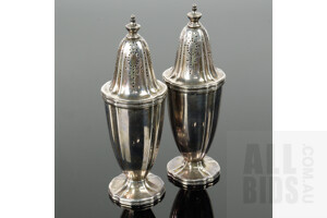 Pair American Tiffany Sterling Silver Salt and Pepper Shakers, 216g