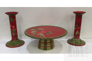Royal Doulton Festive Home 2004 Cake Stand And Candle Holders
