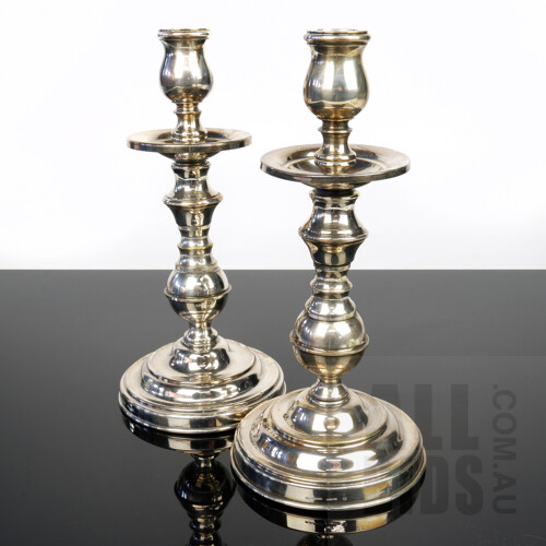Pair of Elegant French Fleuron for Christofle Sheffield Plate Candle Sticks