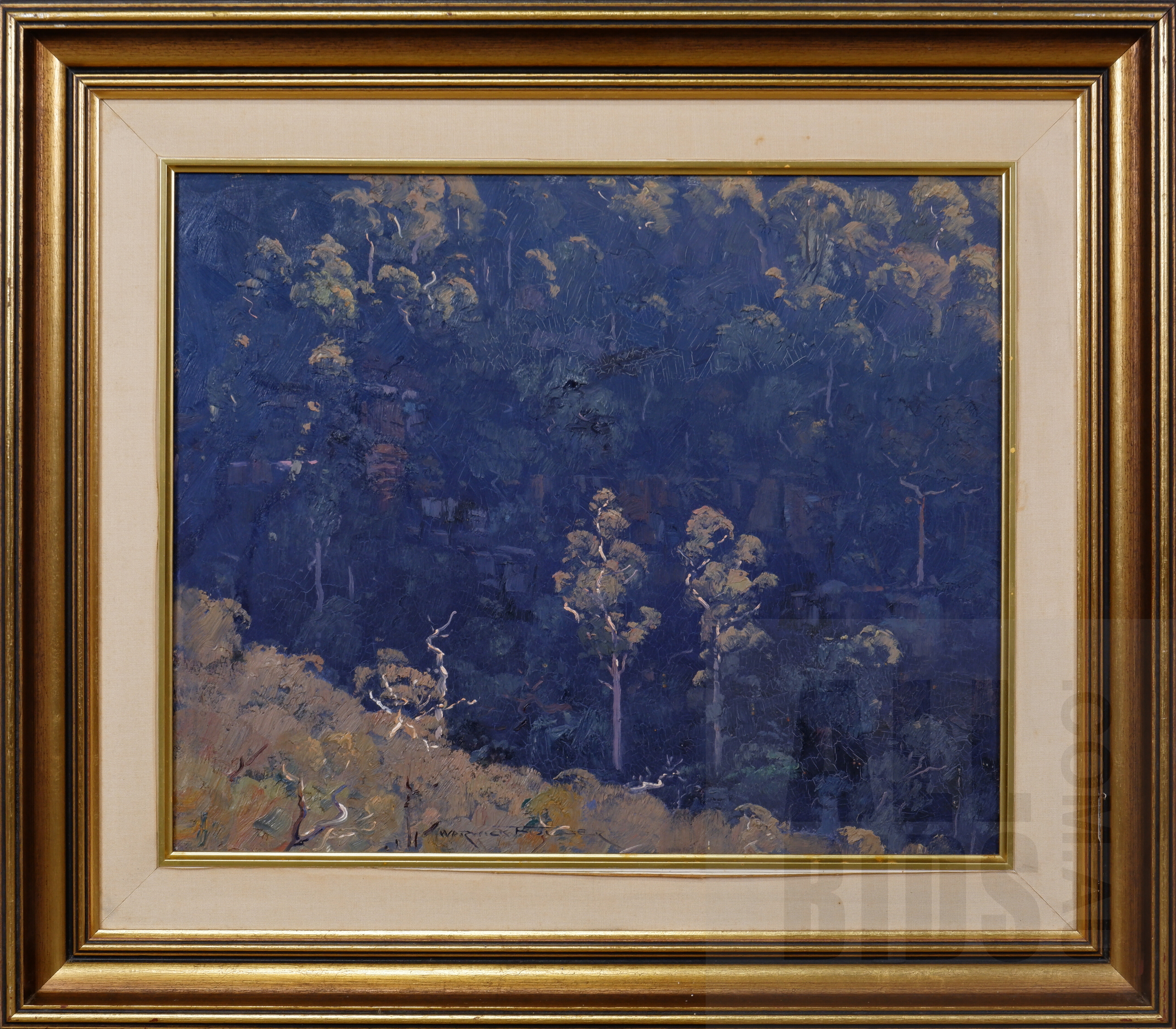 'Warwick Fuller (born 1948), Winter Light, Blue Mountains 1983, Oil on Board, 37 x 44 cm'