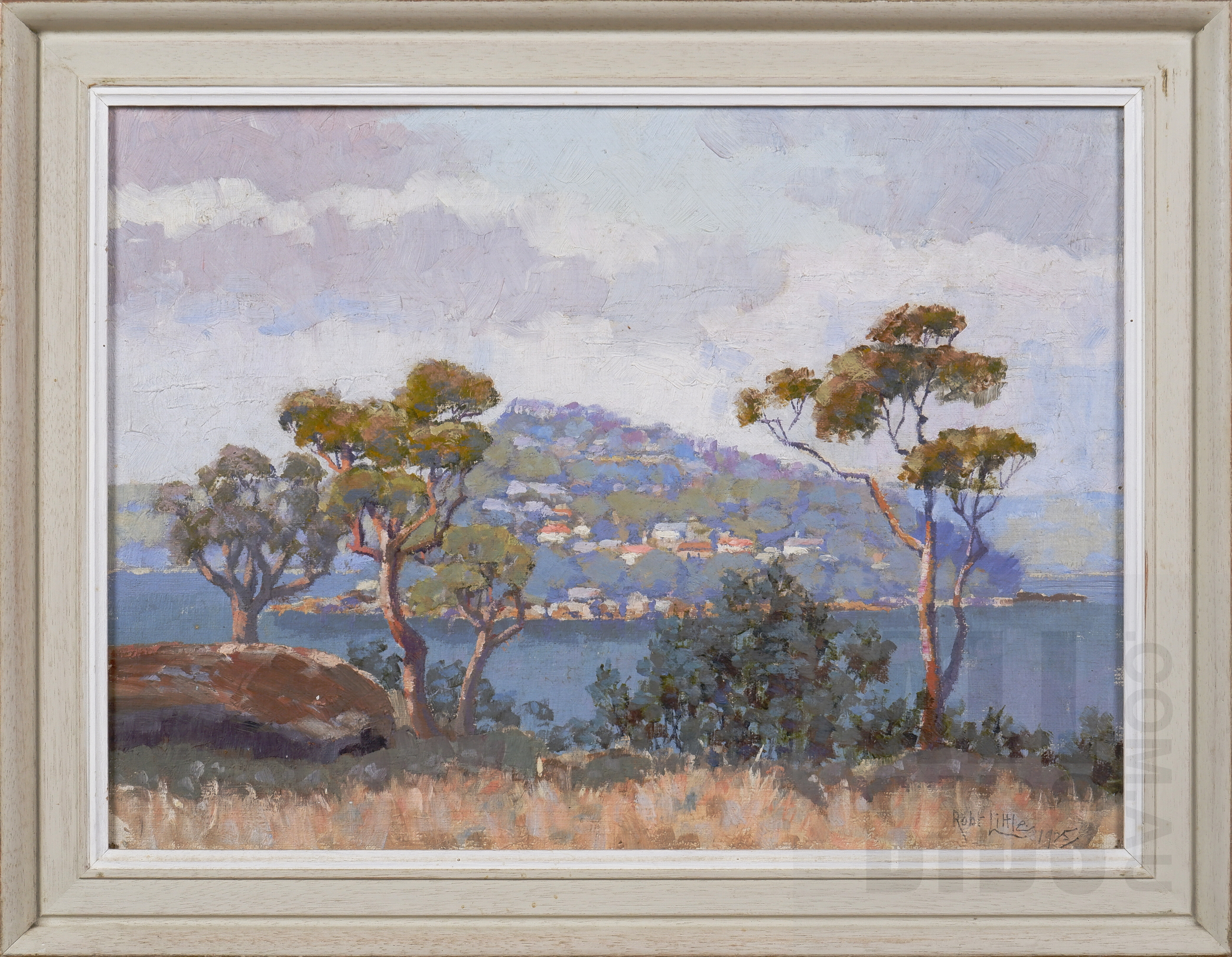 'Robert Little (Working c1903-27), Harbour View 1925, Oil on Board, 26 x 36 cm'