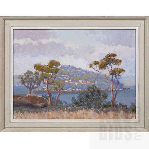 Robert Little (Working c1903-27), Harbour View 1925, Oil on Board, 26 x 36 cm