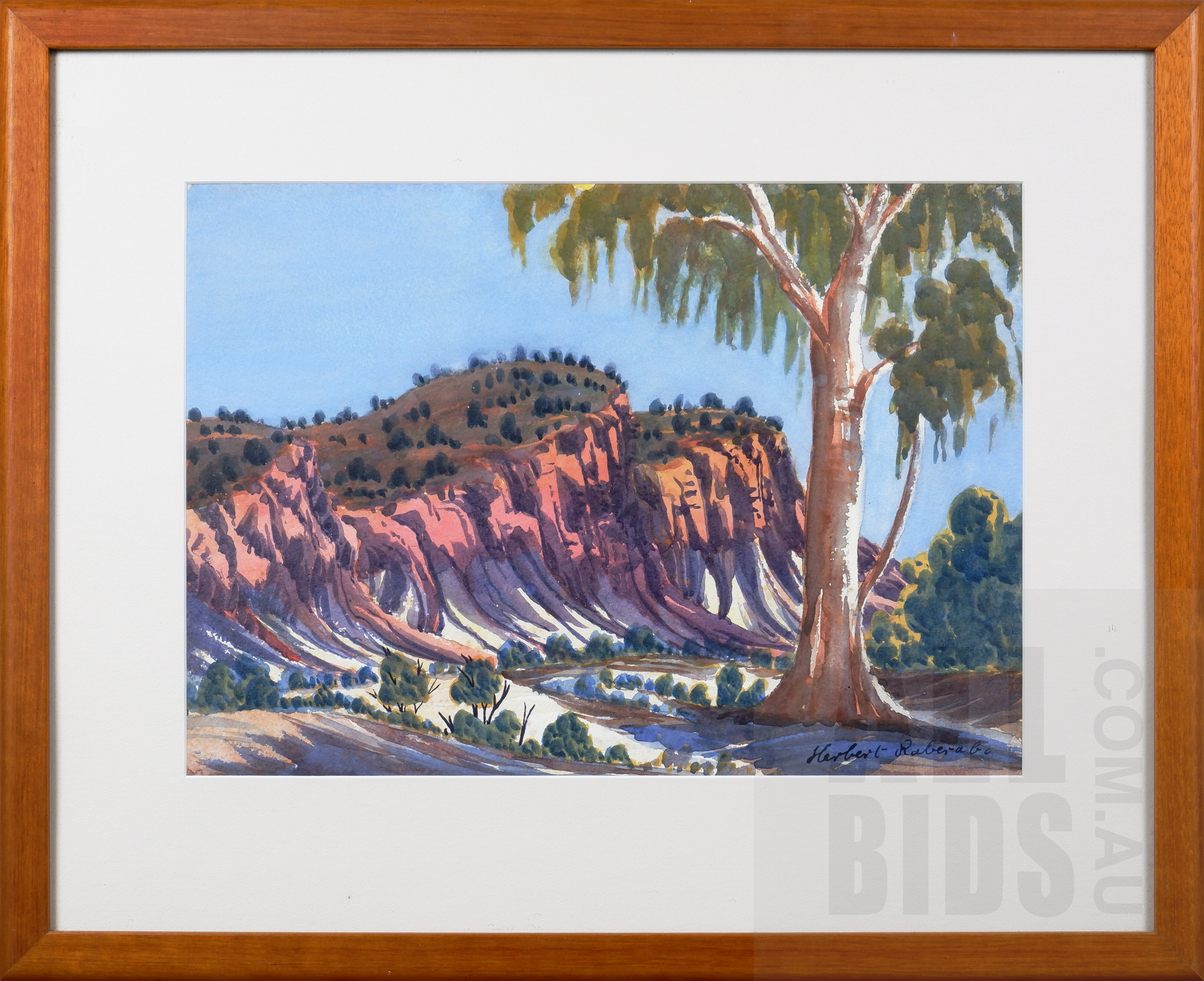 'Herbert Raberaba (1921-1980), Central Australian Landscape, Watercolour, 27 x 37 cm'